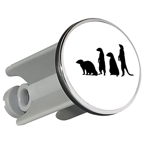 Huuraa Waschbeckenstöpsel Erdmännchen Silhouette 4cm Stöpsel Größe mit Motiv für alle Tierfreunde Geschenk Idee für Freunde und Familie von Huuraa