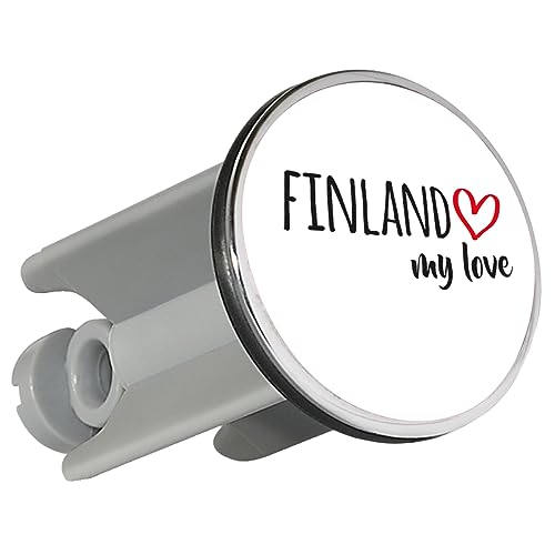 Huuraa Waschbeckenstöpsel Finland My Love 4cm Stöpsel Größe für alle Fans von Finnland Geschenk Idee für Freunde und Familie von Huuraa