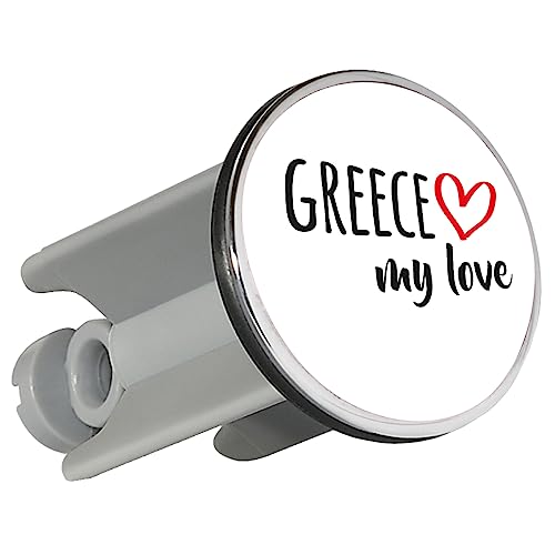 Huuraa Waschbeckenstöpsel Greece My Love 4cm Stöpsel Größe für alle Fans von Griechenland Geschenk Idee für Freunde und Familie von Huuraa