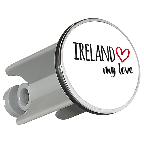 Huuraa Waschbeckenstöpsel Ireland My Love 4cm Stöpsel Größe für alle Fans von Irland Geschenk Idee für Freunde und Familie von Huuraa