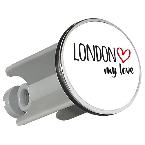 Huuraa Waschbeckenstöpsel London My Love 4cm Stöpsel Größe für alle Fans von London Großbritannien Geschenk Idee für Freunde und Familie von Huuraa