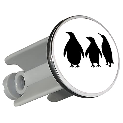 Huuraa Waschbeckenstöpsel Pinguine Silhouette 4cm Stöpsel Größe mit Motiv für alle Tierfreunde Geschenk Idee für Freunde und Familie von Huuraa