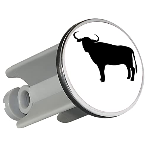 Huuraa Waschbeckenstöpsel Stier Bulle Silhouette 4cm Stöpsel Größe mit Motiv für alle Tierfreunde Geschenk Idee für Freunde und Familie von Huuraa