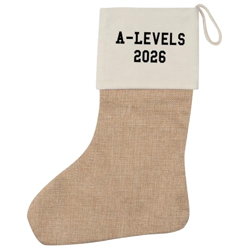 Huuraa Weihnachtsstrumpf A-Levels 2026 Abschluss Großbritannien Geschenk Beige Jute A-Levels 2026 Geschenkidee von Huuraa