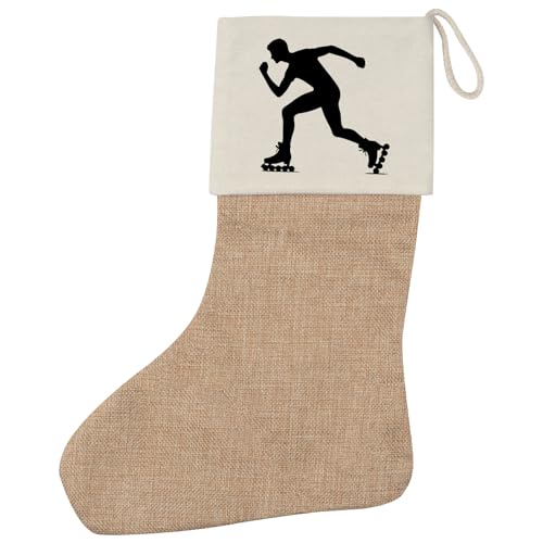 Huuraa Weihnachtsstrumpf Inline Skating Silhouette Geschenk Beige Jute Inline Skating Geschenkidee Huuraa Weihnachtsstrumpf Inline Skating Silhouette Geschenk Beige Jute Inline Skating Geschenkidee von Huuraa