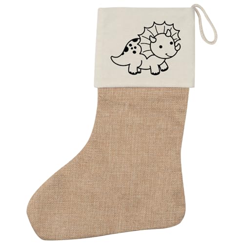 Huuraa Weihnachtsstrumpf Triceratops Dinosaurier Geschenk Beige Jute Triceratops Geschenkidee von Huuraa