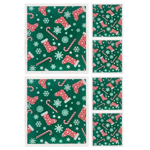 Geschirrspültücher - 6 -teiliges wiederverwendbares Lappen -Set zum Reinigen von Töpfen, Schalen, Kochgeschirr mit absorbierender Textur, Geschirrtücher für Küchenspülen, Herd, Haushaltsflächen, 20x18 von Huvqianu