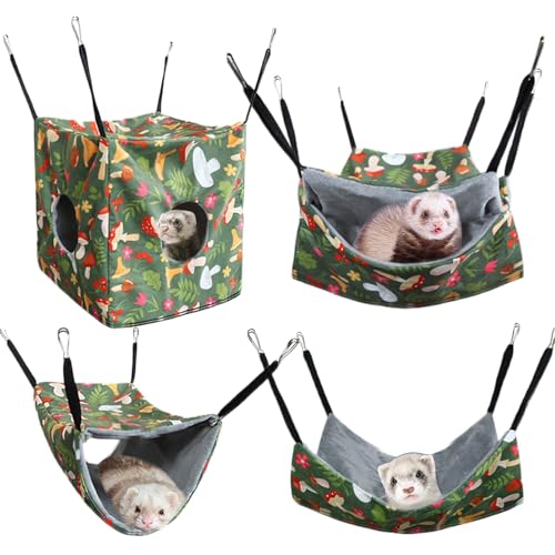 Hamster-Hängematte, atmungsaktive Tunnel-Hängematte, waschbares Kleintier-Schlafbett, Haustierkäfig-Zubehör für Hamster, Frettchen, Chinchillas, bequemer, gemütlicher Ruheplatz, Baumwollmaterial von Huvqianu