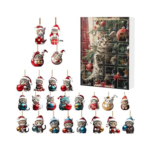 Huvqianu 2025 Weihnachts-Countdown-Kalender, 2D-Acryl-Miniatur-Katzenfigur, Countdown-Kalender für Kinder, niedlicher Weihnachtsanhänger für Ehefrau, Schwester, Freundin, Kinder, Mädchen, Tochter Huvqianu 2025 Weihnachts-Countdown-Kalender, 2D-Acryl-Miniatur-Katzenfigur, Countdown-Kalender für Kinder, niedlicher Weihnachtsanhänger für Ehefrau, Schwester, Freundin, Kinder, Mädchen, Tochter von Huvqianu