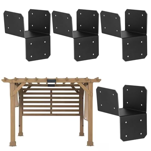 Huvqianu 4 x 4 Pfostenhalterung – Pfosten zu Balken Verbinder Dachbinder Halterung | Strebe Hochlastbalken Verbindungshülse für Pavillons, , Blockhütte, Pergola, Hinterhof, Deck von Huvqianu