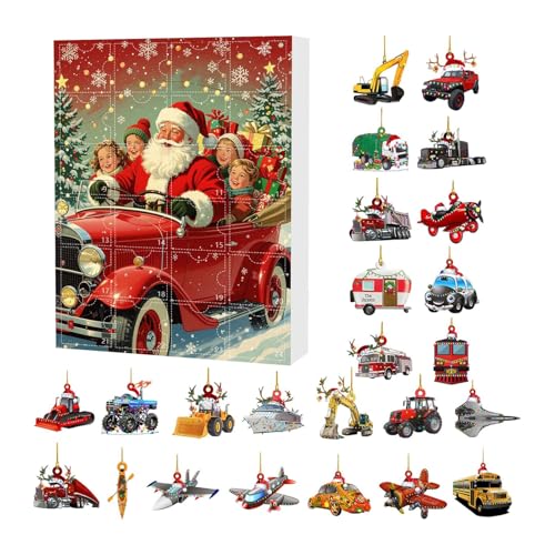 Huvqianu Countdown-Kalender | 24 Tage Weihnachtsbaumschmuck Countdown - 2D-Acryl-Cartoon-Dekoration für Kinder Erwachsene Rucksack Auto Event Party von Huvqianu