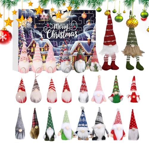 Huvqianu Gartenzwerg Countdown | Weihnachtsdekoration Adventskalender 24 Tage | Tischdekoration Weihnachtszwerg Deko | Geschenk Für Mädchen Jugendliche Erwachsene von Huvqianu