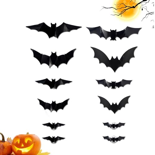 Huvqianu Halloween 3D Beleuchtete Fledermäuse | Beleuchtetes 3D Design LED Deko,12 Stücke Wandsticker Deko für Innen Außen Wohnheim Schlafzimmer Büro Party Terrasse Huvqianu Halloween 3D Beleuchtete Fledermäuse | Beleuchtetes 3D Design LED Deko,12 Stücke Wandsticker Deko für Innen Außen Wohnheim Schlafzimmer Büro Party Terrasse von Huvqianu