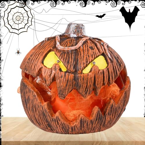 Huvqianu Halloween Kürbislicht,Kürbislaterne Desktop-Ornament | Kürbis-Laterne, Party-Dekoration für Wohnzimmer, Tür, Party, Fenster, Spukhaus (Batterie Nicht im Lieferumfang enthalten). von Huvqianu