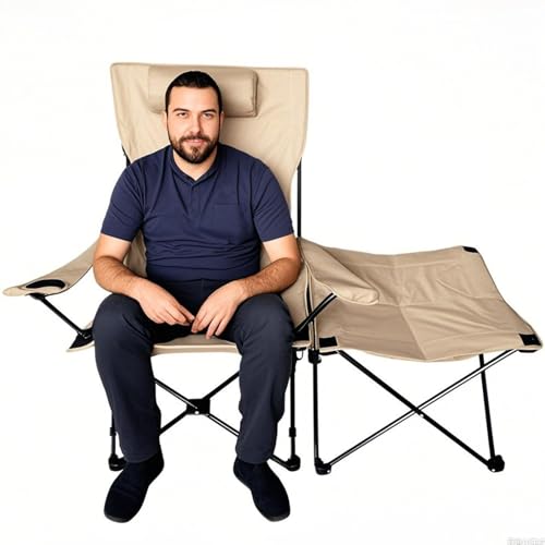 Huvqianu Klappbarer Liegestuhl,Faltbare Gartenliege Mit Verstellbarer Rückenlehne | & Komfortabel Mit Ergonomischer Liegefläche Für Camping, Balkon, Und Pool von Huvqianu