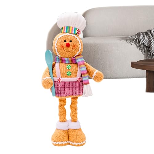Huvqianu Lebkuchendekorationen – Weihnachtsdekorationen – Figur mit einziehbaren Beinen, waschbare Dekoration für gestufte Tabletts, Hof, Zuhause, Büro, Tisch, Klassenzimmer, Fenster, Tür von Huvqianu