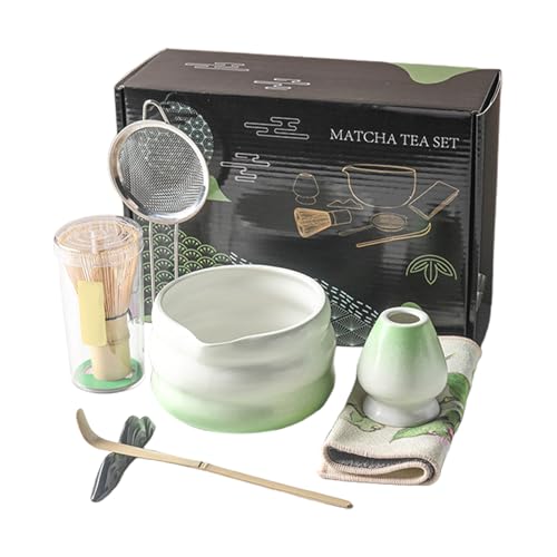 Huvqianu Matcha-Set, Matcha-Set, Schneebesen und Schüssel, japanisches Werkzeugset mit Löffelhalter, Sieb für Teeliebhaber, Männer, Frauen, Freunde, Zeremonie, Frühstück, Kaffee von Huvqianu
