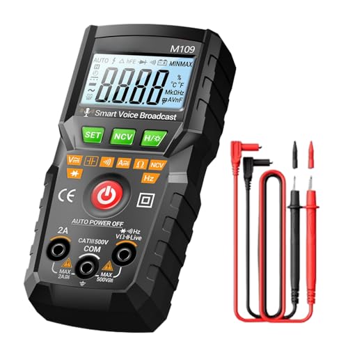 Huvqianu Multimeter Prüfgerät - 4000 Count Multifunktions Multimeter | Sprachansage Elektroprüfgerät Zur Strommessung Und Autobatterie Reparatur von Huvqianu