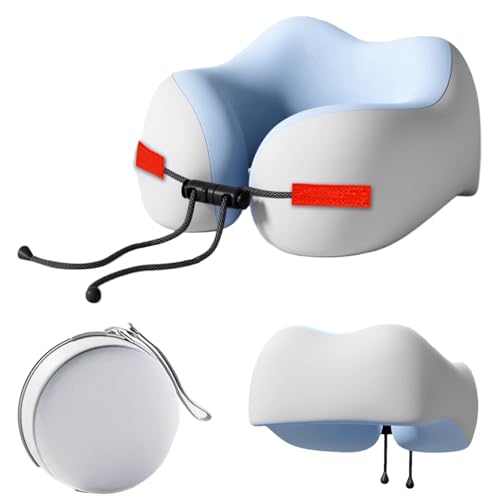 Huvqianu Nacken-Reisekissen, ergonomisches Nickerchen, druckentlastendes Nackenkissen mit verstellbarem Seil für Stillen, Liegestuhl, Flug, Camping, Arbeit, Bett, Rucksackreisen, Wandern von Huvqianu