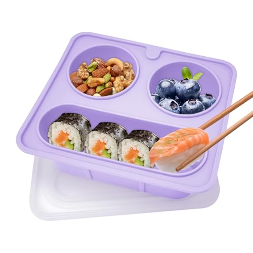 Huvqianu Reisesnack-Box, Unterteilter Tragbarer Snack-Behälter, Silikon Tablett Mit 3 Fächern Wiederwendb. 420 ml Für Camping Picknick Früchte Bonbons Nüsse Kinder Unterwegs Huvqianu Reisesnack-Box, Unterteilter Tragbarer Snack-Behälter, Silikon Tablett Mit 3 Fächern Wiederwendb. 420 ml Für Camping Picknick Früchte Bonbons Nüsse Kinder Unterwegs von Huvqianu