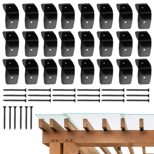 Huvqianu Schwarze Sparrenhalterungen, verzinkte Stahl-Dachhalterungen, schwarze Dachverbinder, Hardware, Holzbalkenaufhänger für Geländer, Deckenschuppen, , Pavillon von Huvqianu