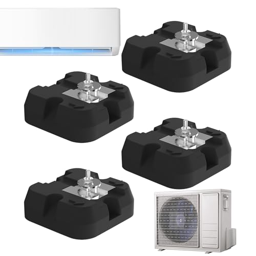 Huvqianu Split-Klimagerät Gummifußmatten | Basis-Unterstützung Für Ductless Klimaanlagen | 4-Teilige Schallschutzmatte Mit Bodenunterstützung Für Die Außeninstallation von Huvqianu