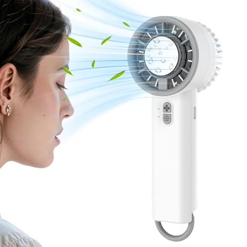 Huvqianu Tragbarer Handventilator Wiederaufladbar - Kühlender Tragbarer Handventilator | Wiederaufladbare Kalte Luft Kühlung 3 Geschwindigkeitsstufen Für Outdoor Indoor Sommer Camping Wandern Urlaub von Huvqianu