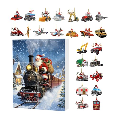 Huvqianu Weihnachtskalender Countdown – 24 Tage Weihnachtsdekoration Countdown, 2D Acryl Fahrzeug Dekoration für Event Rucksack Display Home Party von Huvqianu