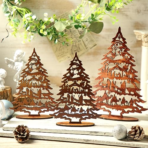 Huwena 3 Stück Weihnachtskrippe Tischdekoration Vintage Jesus Krippe Set Rustikales Bauernhaus Urlaub Holz Baum Holz Weihnachtsbäume Tischdekoration für Zuhause abgestuftes Tablett Dekor Huwena 3 Stück Weihnachtskrippe Tischdekoration Vintage Jesus Krippe Set Rustikales Bauernhaus Urlaub Holz Baum Holz Weihnachtsbäume Tischdekoration für Zuhause abgestuftes Tablett Dekor von Huwena