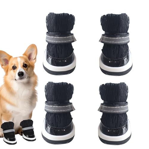 Huxibai Atmungsaktive Hundeschuhe, Schutzpolster und Stiefeletten für Welpen, 4 Paar rutschfeste Hundeschuhe, entworfen zum, Wandern, Outdoor, Camping Huxibai Atmungsaktive Hundeschuhe, Schutzpolster und Stiefeletten für Welpen, 4 Paar rutschfeste Hundeschuhe, entworfen zum, Wandern, Outdoor, Camping von Huxibai