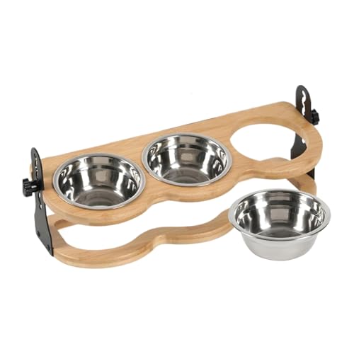 Huxibai Erhöhter Napf für Hunde, erhöhter Futterspender für Hunde – höhenverstellbarer Snack Spender mit 3 Edelstahlplatten und neigbarer Schüssel gegen Erstickungsgefahr von Huxibai