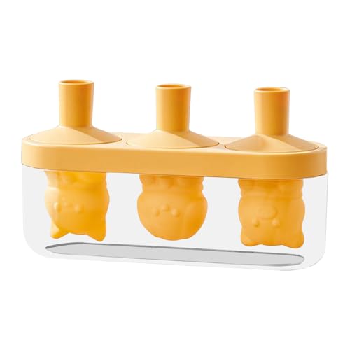Huxibai Form für, Silikon-Eisformen mit 3 Mulden und Stäbchen, wiederverwendbare Formen für cremige Desserts von Huxibai