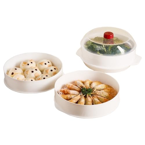 Huxibai Großer Dampfgarer für die Küche, doppellagiger Küchendampfgarer, Mikrowellenzubehör Dampfgarer Ravioli Reis Haferfisch Zuhause von Huxibai