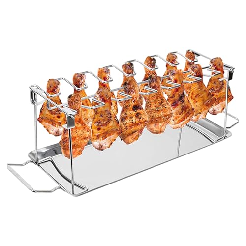Huxibai Hähnchen-Beinhalter für Grill, Hähnchenschenkel, klappbares Zubehör aus Edelstahl zum Kochen im Freien, Picknick, Grill, Garten, Camping von Huxibai