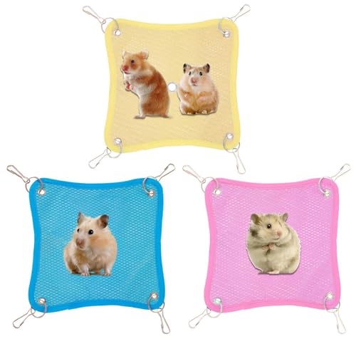 Huxibai Hamster-Hängematte | Kühlende Hängematte mit 3-fachem Netzgewebe für Eichhörnchen, leicht, schnell trocknend, für kleine Haustiere wie Chinchillas und Eichhörnchen von Huxibai