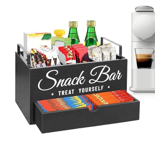 Huxibai Kaffee Organisation Station | Theken Kaffeeständer Aufbewahrung Organizer - Holz Aufbewahrungsständer Zur Organisation Und Lagerung Für Tassen Kapseln Rührstäbchen Sirup Zucker Tee Zuhause Im von Huxibai