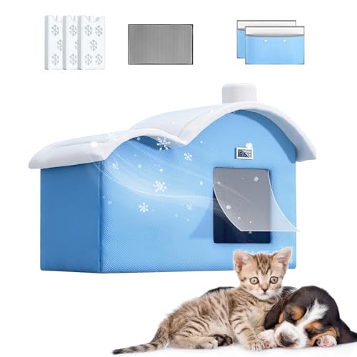 Huxibai Katzenhaus | für Welpen – tragbares Haus faltbar mit Isolierung, saugfähigen Taschen und Eisbeutel für Komfort von Katzen und Hunden im Innenbereich und Huxibai Katzenhaus | für Welpen – tragbares Haus faltbar mit Isolierung, saugfähigen Taschen und Eisbeutel für Komfort von Katzen und Hunden im Innenbereich und von Huxibai