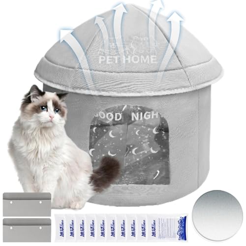 Huxibai Katzenhaus mit Kühlmittel | Klapphaus, Kühlmittel für den Außenbereich, wasserdicht, klappbar, wasserdicht, mit Liegestühlen mit Kühltasche, für den Außenbereich, Garten, Balkon, Innenbereich Huxibai Katzenhaus mit Kühlmittel | Klapphaus, Kühlmittel für den Außenbereich, wasserdicht, klappbar, wasserdicht, mit Liegestühlen mit Kühltasche, für den Außenbereich, Garten, Balkon, Innenbereich von Huxibai