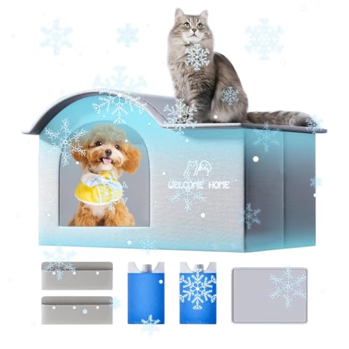 Huxibai Kühlhaus für Katzen, kühlendes Katzenhaus, isoliert mit Aluminiumfolie, geräumig, reißfest, für Apartment, Camping, Reisen, Balkon Huxibai Kühlhaus für Katzen, kühlendes Katzenhaus, isoliert mit Aluminiumfolie, geräumig, reißfest, für Apartment, Camping, Reisen, Balkon von Huxibai