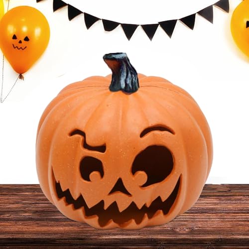 Huxibai Leuchtendes Kürbisdekor,Batteriebetriebene süße Indoor-Kürbisse - Halloween-Dekorationen für den Innenbereich, niedlich für Terrasse, Balkon, Kaminsims, Schreibtisch, Innenhof von Huxibai