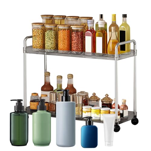 Huxibai Organizer für Badezimmer-Eitelkeit, zweistufige Kosmetikablage | Schminktablett unter der Spüle, Behälter für Bad und Küche Huxibai Organizer für Badezimmer-Eitelkeit, zweistufige Kosmetikablage | Schminktablett unter der Spüle, Behälter für Bad und Küche von Huxibai
