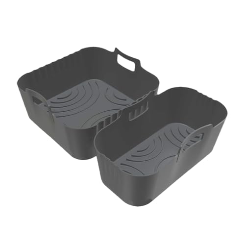 Huxibai Silicone Air Fryer Einsätze - Heißluftfritteuse Silikon Tablett - 2 Stücke Antihaft Wiederverwendbar Dämpfgareinsatz Entnehmbar Zum Kochen Backen Ofen Fleisch Küche von Huxibai
