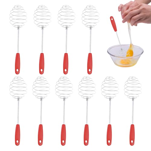 Huxibai Soßen Schneebesen | 10 Stück Edelstahl Schneebesen Set für die Küche - Manuelles Küchengerät Edelstahl Rührdesign zum Backen Pfannkuchenmachen Soßen Milch Matcha Mehl von Huxibai