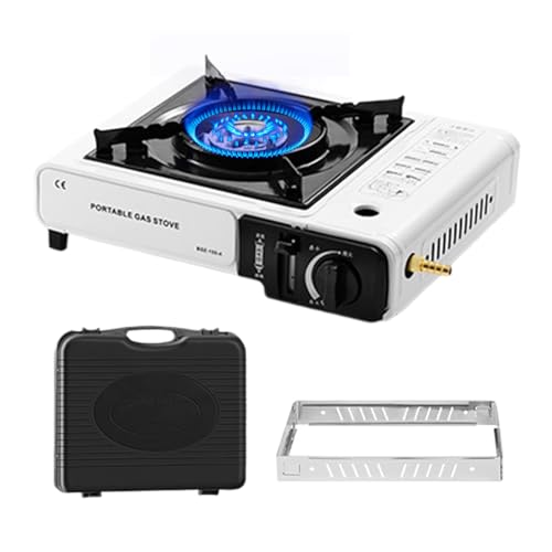 Huxibai Tragbarer Campingkocher – Campingkocher mit Brenner für den Außenbereich | schnelle Erwärmung einzelner Brenner mit Grill für Küche, Camping, Wandern, Kochfeld, Terrasse von Huxibai