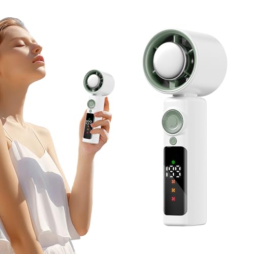 Huxibai Tragbarer Kühlventilator - Handventilator Mit Turbinendesign | Wiederaufladbar Handlich mit Nachtlicht 1-199 Geschwindigkeitsstufen LED Anzeige 4000mAh Batterie für Innen und Außen Camping von Huxibai