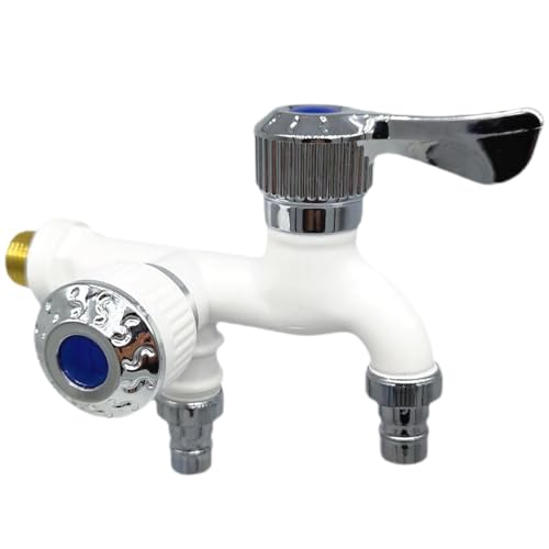 Huxibai Waschmaschine Wasserhahn - Galvanisierungsprozess Wäschewannenhahn | Wasserumstell-Waschtischarmatur Gute Dichtleistung, Doppelgriffhahn mit 2 unabhängigen Schaltern für Küchengartenbalkon von Huxibai