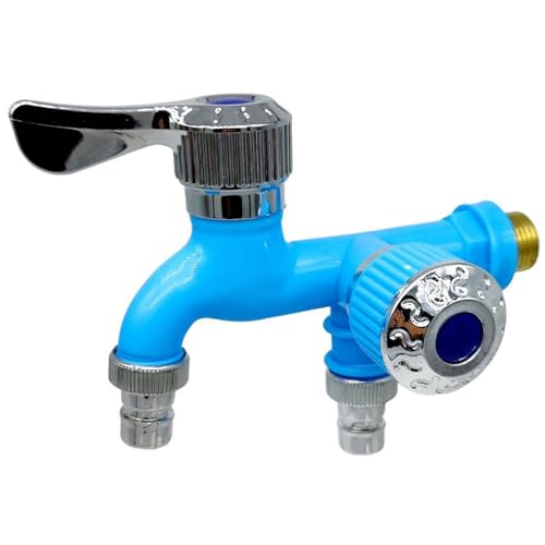 Huxibai Waschmaschine Wasserhahn | Wasserumstellung -Control-Hahn | Wasserumstell-Waschtischarmatur Gute Dichtleistung, Doppelgriffhahn mit 2 unabhängigen Schaltern für Küchengartenbalkon von Huxibai