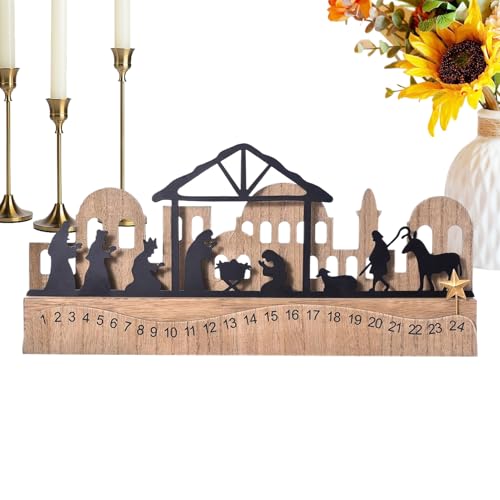 Huxibai Weihnachtskrippen Adventskalender - 2025 Weihnachtskrippe Countdown Kalender Tischdekoration | Festliche Tischdekoration Wohnzimmer Schrank Flur Bücher Huxibai Weihnachtskrippen Adventskalender - 2025 Weihnachtskrippe Countdown Kalender Tischdekoration | Festliche Tischdekoration Wohnzimmer Schrank Flur Bücher von Huxibai