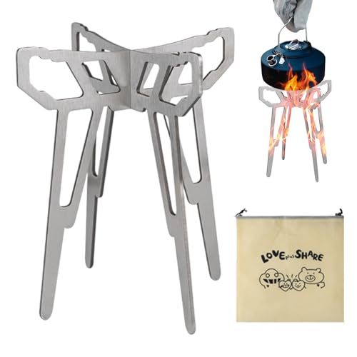 Huxibai Zusammenklappbarer Ständer für Campingkocher, Edelstahl, rutschfest, für Teekannen mit stabilem Design, für Wandern, Grillen, Camping von Huxibai