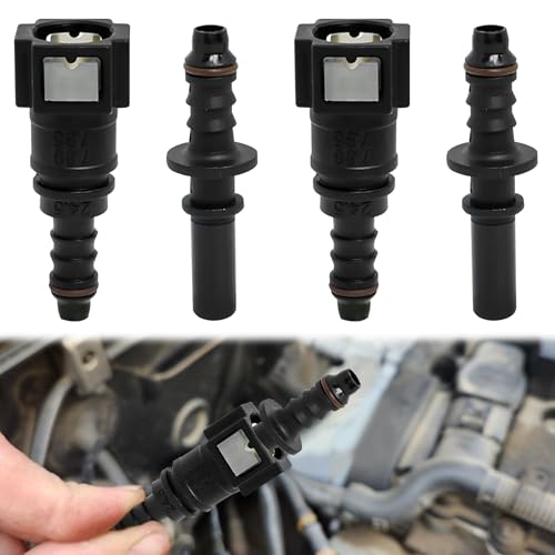 Huybaa 7,89 mm bis 8 mm Gerader Auto-Kraftstoffleitungsschlauch Schnellverbinder, Schnellverschluss, Anschluss für Benzinschläuche, Adapter für Autos, Schnellverschluss-Kupplung, Rohrverbinder 2 Set von Huybaa